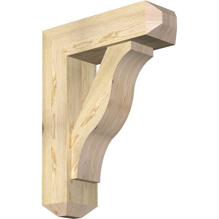 Ekena Millwork Funston Craftsman Rough Sawn Bracket w/ Offset Brace, Douglas Fir, 8"W x 26"D x 34"H BKT0806X26X34FST04RDF